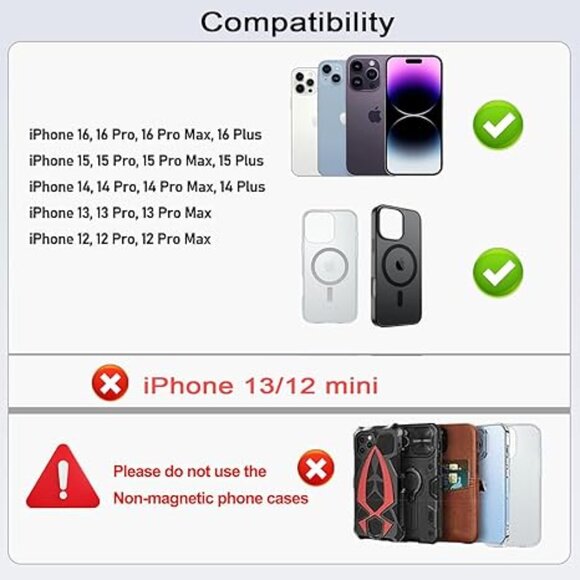 Magnetic Wallet Compatible with MagSafe iPhone 16 15 14 13 12 Pro Max Plus Black - Picture 4 of 6